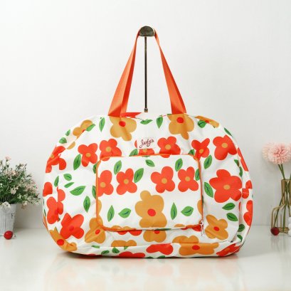 กระเป๋าเดินทางพับได้  เดินทางพับได้ดอกส้มครีม