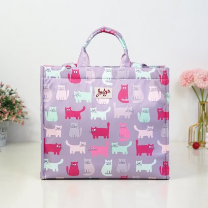 Emily ผ้ากันน้ำพิมพ์ลาย แมวตาหวานชมพูม่วง