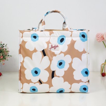 Emily ผ้ากันน้ำพิมพ์ลาย ดอกน้ำตาลอ่อน