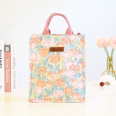 กระเป๋าใส่ไอแพด ลายดอกสีน้ำชมพู