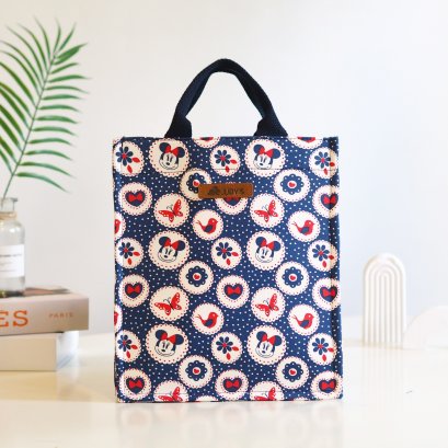 กระเป๋าใส่ไอแพด ลายมินนี่โบว์แดงพื้นกรม