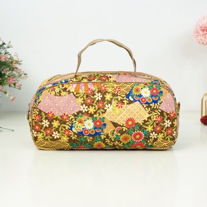 JAZZ กระเป๋าเอนกประสงค์ ผ้ากันน้ำ พัดดอกไม้เหลืองทอง