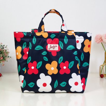 LINDY ช้อปปิ้ง 17 นิ้ว ผ้ากันน้ำ ดอกแดงกรม