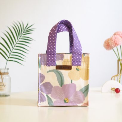 มาการอง ลายดอกชบาม่วงพาสเทล