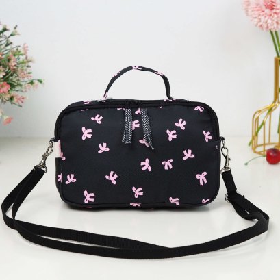 คสอ.แนนซี่ ผ้ากันน้ำ โบว์ชมพูพื้นดำ