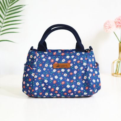 อุ้มปุ้ม (เล็ก) ลายดอกเล็กแดงพื้นกรม