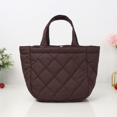 กระเป๋าถือใบกลาง รุ่น ปุ๊กปิ๊ก ผ้ากันน้ำ สีน้ำตาลเข้ม