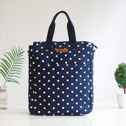 กระเป๋าเป้โน๊ตบุ๊ค PONY ลายจุดเล็กกรม