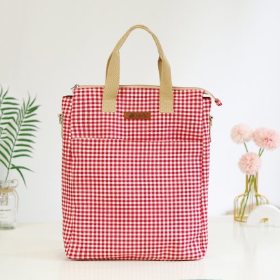 กระเป๋าเป้โน๊ตบุ๊ค PONY ลายสก๊อตแดง