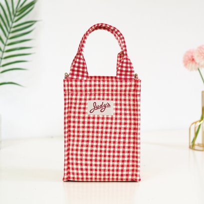 เอกสารจิ๋วมีซิป ลายสก๊อตแดง