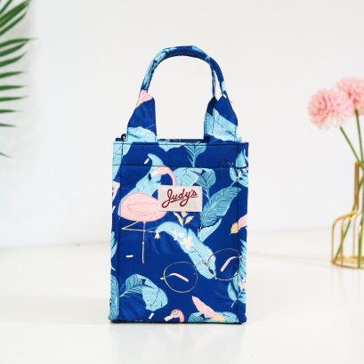 เอกสารจิ๋วมีซิป ลายฟามิงโก้แว่นตาน้ำเงิน