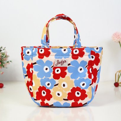 ปุ๊กปิ๊ก ผ้ากันน้ำลาย ดอกแดงฟ้า