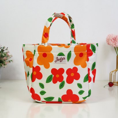 ปุ๊กปิ๊ก ผ้ากันน้ำลาย ดอกส้มครีม