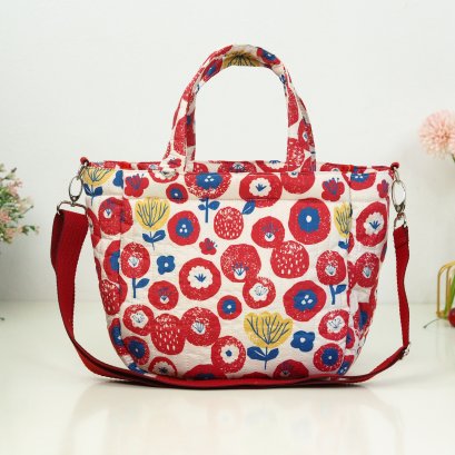 PUKPIKพรีเมี่ยม ผ้าไนลอน ปุยฝ้ายแดงครีม