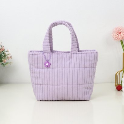 ถือMปากกระดุม ผ้าลูกฟูก สีม่วงอ่อน