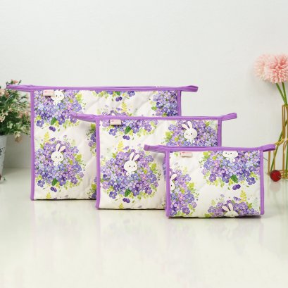 กระเป๋าเครื่องสำอางสามอนงค์ กระต่ายดอกไม้ม่วง