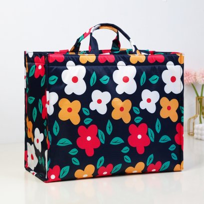 Shopping Jumbo ผ้ากันน้ำพิมพ์ลาย ดอกพื้นกรม