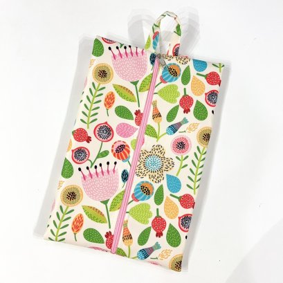 กระเป๋ารองเท้า ดอกทับทิมชมพูครีม