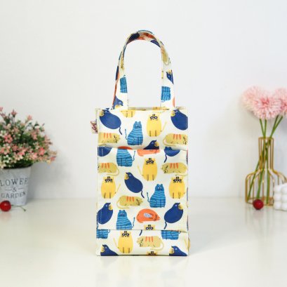 ทรงสูง ผ้ากันน้ำ แมวอ้วนครีม