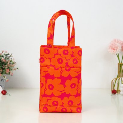 ทรงสูง ผ้ากันน้ำ ดอกส้มชมพู