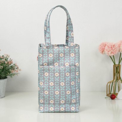 ทรงสูง ผ้ากันน้ำ  ใบไม้เขียวเทา