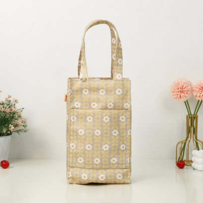 ทรงสูง ผ้ากันน้ำ  ใบไม้เหลืองเทา