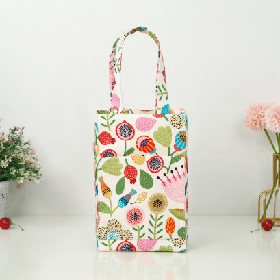 ทรงสูง ผ้ากันน้ำ  ดอกทับทิมชมพู