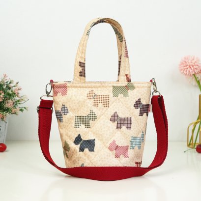 ถังเล็กคลาสสิค ลายน้องหมาพื้นเบจ