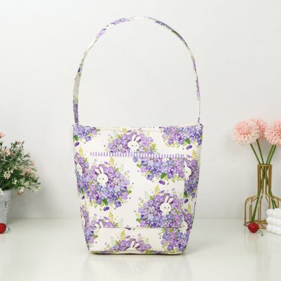 กระเป๋าช้อปปิ้ง รุ่น ถังใหญ่เป๋าปะหน้ากระต่ายดอกไม้ม่วง