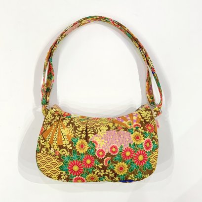 สะพายแตงโม ผ้ากันน้ำ พัดดอกไม้เหลืองทอง