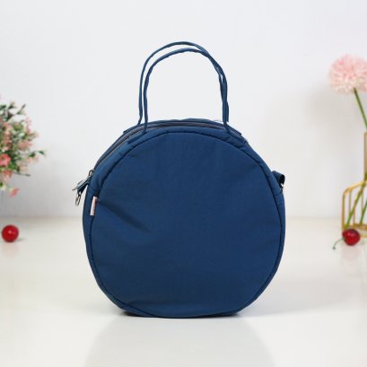 กระเป๋าวงกลม ผ้าไนลอน สีกรม