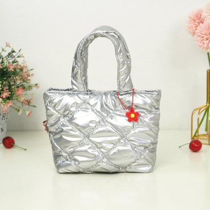 ถือจิ๋ว XS ผ้าเมทัลลิค ซิลเวอร์