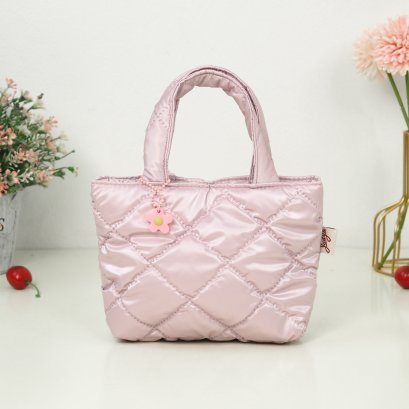 ถือจิ๋ว XS ผ้าเมทัลลิค สีชมพูอ่อน