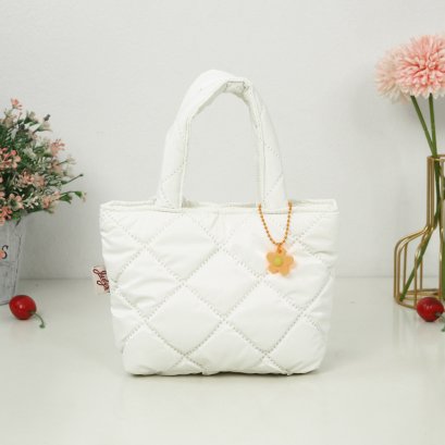 ถือจิ๋ว XS  ผ้าเมทัลลิค สีครีม