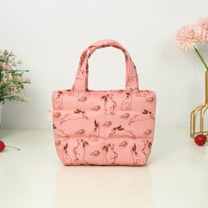 ถือจิ๋ว XS ผ้ากันน้ำ กระต่ายใบไม้ชมพู