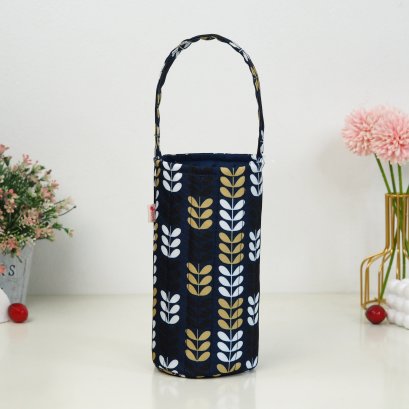 กระเป๋าใส่แก้ว ผ้ากันน้ำพิมพ์ลาย ใบไม้กรม