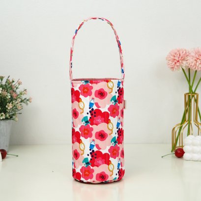 กระเป๋าใส่แก้ว ผ้ากันน้ำพิมพ์ลาย ดอกน้ำหอม