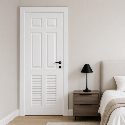ประตูupvc_สีขาว_บานลูกฟัก6ช่องตรง_เกล็ดล่าง