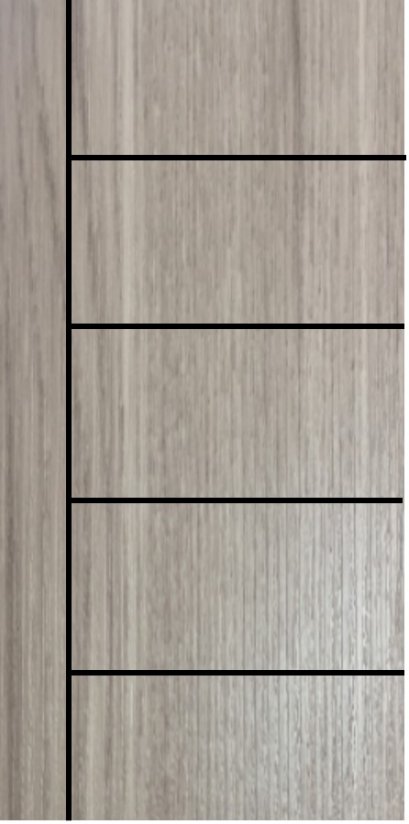 ประตูupvc ภายใน ผิวลายไม้ สีSilverGray 1เส้น+4เส้นนอน 2750฿
