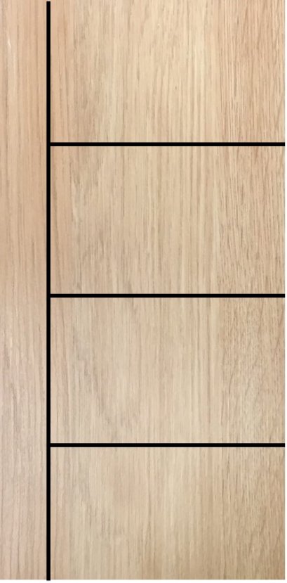 ประตูupvc ภายใน ผิวลายไม้ สีYellowAsh 1เส้น+3เส้นนอน 2700฿