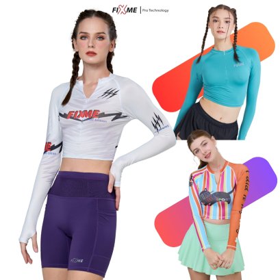 เสื้อเอวลอย ซิปหน้า เสื้อวิ่งเทรล กันUV 99% แห้งไว ไร้กลิ่น FIXMESPORT
