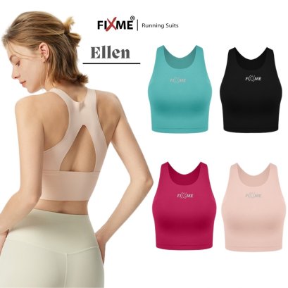 ใหม่ !! เสื้อวิ่งเอวลอย ขอบไร้ตะเข็บ (มีฟองน้ำ) รุ่น Ellen สปอร์ตบรากีฬา เเขนกุดวิ่ง