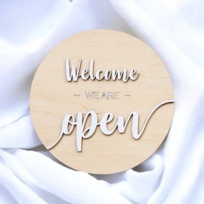 ป้ายเปิด-ปิด แบบที่ 2 I Open Closed Sign I ผลิตจากไม้ ใช้งานได้ทั้ง 2ด้าน สไตล์มินิมอล สไตล์วินเทจ minimal vintage ขนาด8นิ้ว