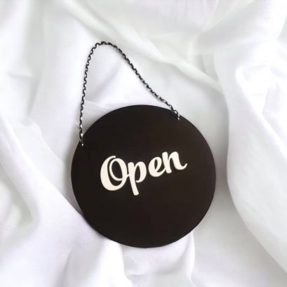 ป้ายเปิด-ปิด แบบที่ 8 I Open Closed Sign I ผลิตจากอคิลิค และ ไม้ ใช้งานได้ทั้ง 2ด้าน สไตล์มินิมอล สไตล์โมเดิร์น minimal modern