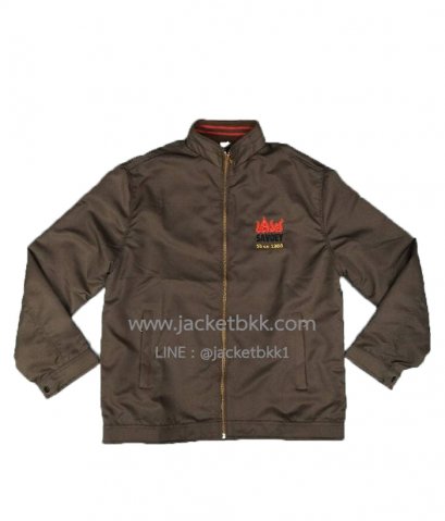 ตัวอย่างผลงาน เสื้อแจ็คเก็ตสีน้ำตาลพร้อมปัก