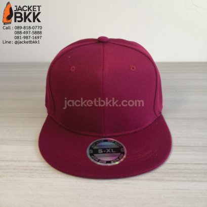 หมวกฮิปฮอป สีแดงเลือดหมูล้วน