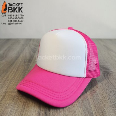 หมวกแก๊ปตาข่ายครึ่งใบ สีบานเย็นขาว