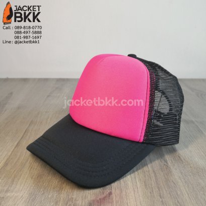 หมวกแก๊ปตาข่ายครึ่งใบ สีดำบานเย็น