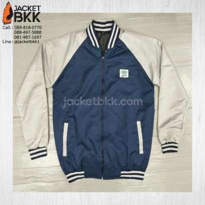 เสื้อแจ็คเก็ตทรงเบสบอลสีกรมท่าตัดต่อสีเทา - ขอขอบคุณลูกค้า​ #CPF