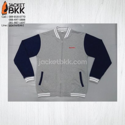 เสื้อแจ็คเก็ตทรงเบสบอลผ้าเกล็ดปลา สีเทาตัดต่อดำ - ขอขอบคุณลูกค้า​ #guardfire